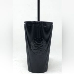 Starbucks 2024 Pleated Metallic Core Black Striped Grande 16oz Tumbler Cup
